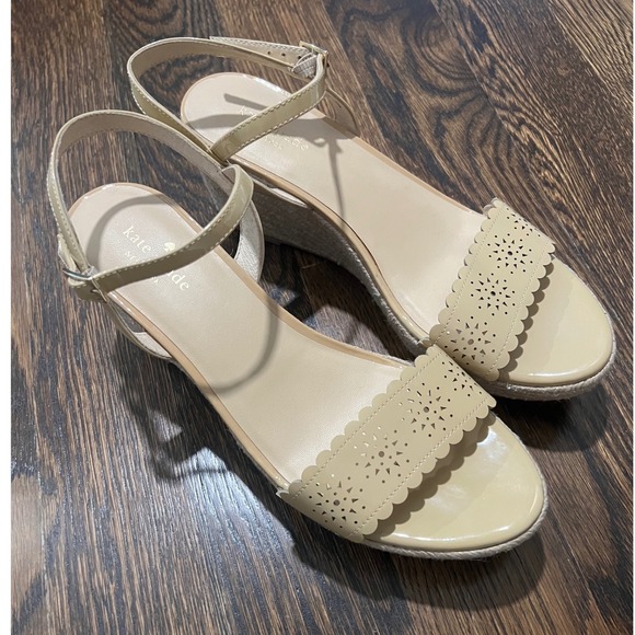 Kate Spade Mennie Espadrille Nude  Wedges, patent leather, size 10 - Picture 2 of 8